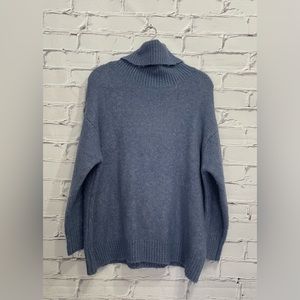 Zara Women's Solid Pullover Turtleneck Sweater in Light Blue